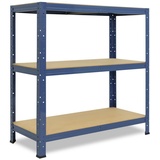 shelfplaza Schwerlastregal HOME, 100x120x60cm blau, Metallregal mit 3 Böden, als Kellerregal, Garagenregal, Werkstattregal oder Lagerregal, Steckregal Metall mit 175kg Tragkraft blau