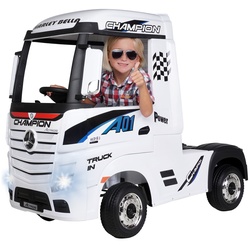 Kinder-Elektroauto Mercedes Benz Actros Truck, lizenziert, 180 Watt, Allrad, 3-6 km/h, Stoßdämpfer (Weiß)