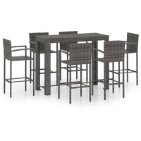 vidaXL 7-tlg. Garten-Bar-Set mit Armlehnen Poly Rattan Grau