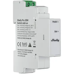Shelly Pro 3EM Switch Add-on Relais, max. 2A, nur für Pro 3EM 120A, Hutschiene