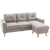 Homcom Ecksofa in L-Form, Leinenoptik, mit Chaiselongue für 3 Personen, Eckcouch für Wohnzimmer, Hellgrau, 193