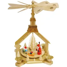 Richard Glässer GmbH Seiffen Weihnachtspyramide Erzgebirge Kirche Bescherung, Höhe 27 cm