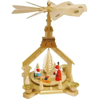 Richard Glässer GmbH Seiffen Weihnachtspyramide Erzgebirge Kirche Bescherung, Höhe 27 cm