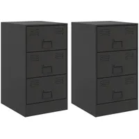 VidaXL Nachttische 2 Stk. Schwarz 34,5x39x62 cm Stahl