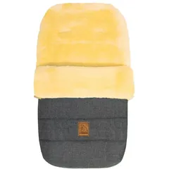 Fußsack HEITMANN FELLE "Eisbärchen - Lammfell Winterfußsack - Premium Qualität", Kinder, grau, Polyester, Fußsäcke Fußsack, mit echtem Lammfell, für Kinderwagen, Buggy, 5 Gurtschlitze, waschbar