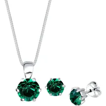 Elli Schmuckset Damen mit Kristallen Grün 925 Silber