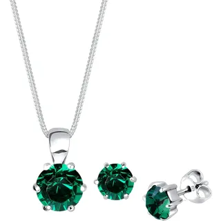 Elli Schmuckset Damen Basic Edel Elegant mit Kristalle Grün in 925 Sterling Silber