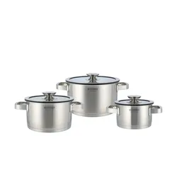 Meisterkoch Topfset  3-teilig  TRIBUS ¦ silber ¦ Edelstahl