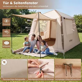 Costway Aufblasbares Zelt Familienzelt Braun/Khaki