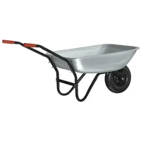 vidaXL Schubkarre 133 l Silber/Schwarz