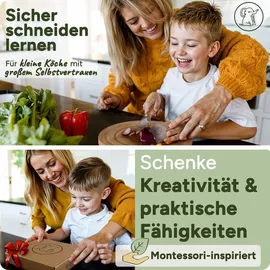 kibbidea Kindermesser Set 7-tlg. Edelstahl mit Buchenholzgriffen
