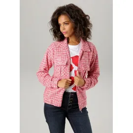 Aniston CASUAL Blouson, aus melierter Bouclé-Jacquard-Qualität, Gr. 40, weinrot-pink-weiß, , 31208317-40