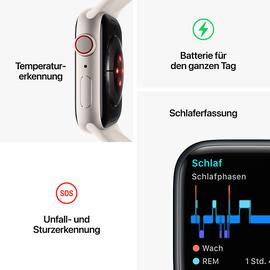 Apple Watch Series 8 GPS + Cellular 45 mm Edelstahlgehäuse graphit, Sportarmband mitternacht