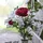 2474U Kunstblumenstrauß rot weiß, Künstliches Blumen-Bouquet 50 cm Elke - Rot/Weiß/Grün