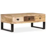 vidaXL Couchtisch 3 Schubladen Mangoholz Massiv Beistelltisch