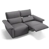 Sofanella 2-Sitzer Leder MERIDA, Relaxsofa, Designsofa, Designer Couch, Italienisches Sofa, 2er Sofa grau