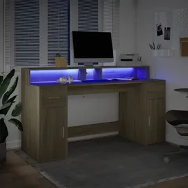 vidaXL Schreibtisch LED Sonoma-Eiche braun