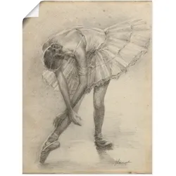 Wandbild ARTLAND "Antike Ballerina Übung II", beige (farbe bild(er): natur), B:30cm H:40cm, Papier, Bilder, als Poster in verschied. Größen
