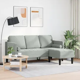 vidaXL Sofa mit Chaiselongue L-Form Hellgrau 160 cm Samt