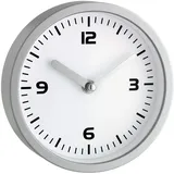 TFA Dostmann Analoge Badezimmeruhr, 60.3012, Quarzuhr, feuchtigkeitsabweisend, 4 große Saugnäpfe, Befestigung ohne Bohren, 16,3 x 5,2 cm, weiß
