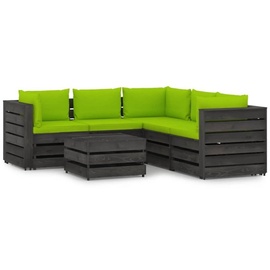 vidaXL 6-tlg. Garten-Lounge-Set mit Kissen Grau Imprägniertes Holz