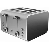 SUPERLEX Toaster 4 Scheiben Langschlitztoaster Edelstahl 1600W Auftauen Aufwärmen Abbrechen Funktion 7 Bräunungsstufen Unabhängige Dual Controls Herausnehmbare Krümelschublade