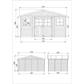 TIMBELA Gartenhaus Holz Abstellraum M331 11,91 m2 mit Fenstern