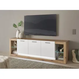 Home Affaire Wohnwand HOME AFFAIRE "Brixen, moderne Anbauwand, Wohnzimmer-Set, Eiche Evoke Dekor mit Weiß", weiß (eiche evoke, weiß), B:198cm H:170cm T:43cm, Holzwerkstoff, Kastenmöbel-Sets, Wohnwand, enthält Lowboard und Wandboard