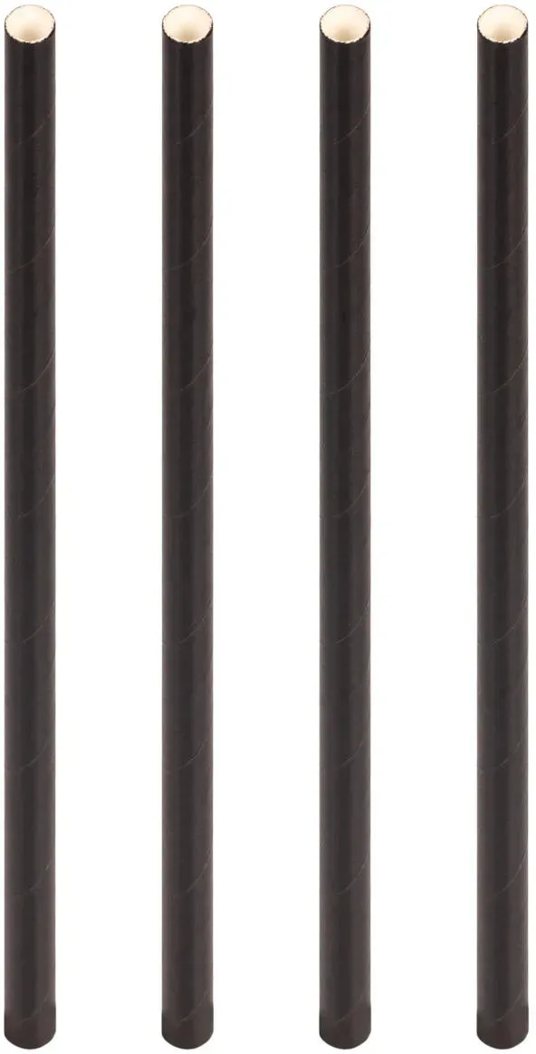Trinkhalme aus Papier extra dick, schwarz  O10mm 21cm, 50 Stk.