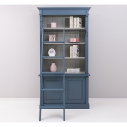 Casa Padrino Landhaus Stil Bücherschrank mit Leiter Stahlblau / Grau