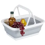 Relaxdays Faltkorb mit Henkel 15,5 x 38,5 x 28,5 cm grau/weiß