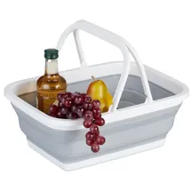 Relaxdays Faltkorb mit Henkel 15,5 x 38,5 x 28,5 cm grau/weiß