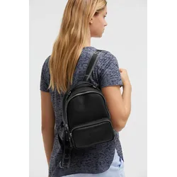 Cityrucksack SOCCX, schwarz, Lederimitat, Rucksäcke Cityrucksack