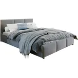 home collective Polsterbett Doppelbett 140x200 cm Samt grau | mit Lattenrost aus Metall und Stauraum mit hydraulischem Bettkasten | Grau