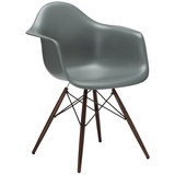 Vitra Stuhl Eames Plastic Armchair RE 83x63x59 cm granitgrau, Gestell: Ahorn nussbaumfarbig, Designer Charles & Ray Eames