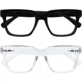 OPULIZE ERA Blaulichtfilter Lesebrille für Damen Herren - Entspiegelt & blendfrei - 2er-Pack UV400-Schutz - Großer rechteckiger Rahmen - Computerbrillen Gaming - Schwarz Klar - +1,00