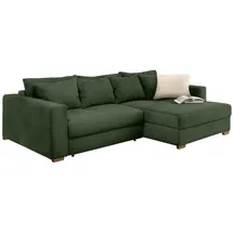 luma-home Dauerschlaf-Ecksofa Federkern Schlafsofa Couch Bettkasten ausziehbar Cord Grün & 15156 - Grün