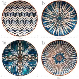 Mäser Iberico Blue Platzteller rund Blau/Weiß 4er Set