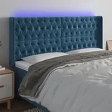 vidaXL LED Kopfteil Dunkelblau 203x16x118/128 cm Samt