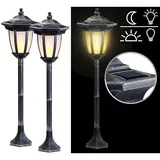 Lunartec Solar-LED-Standlaterne 64 cm silber 2er Set IP44