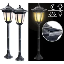 Lunartec Solar-LED-Standlaterne 64 cm silber 2er Set IP44