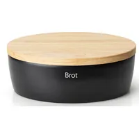 Continenta Brottopf mit Holzdeckel oval 36 cm matt schwarz