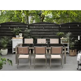 Beliani Gartentisch Schwarz, Silber, Stein, Quadratisch, 100x74x220 cm GROSSETO