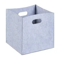 Relaxdays Quadratischer Filzkorb Aufbewahrungskorb 30 x 30 x 30 cm grau