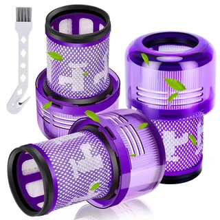 ZOBMIO 3 Stück Filter, Eine Reinigungsbürste - Ersatzfilter für Dyson V12 Ultra Slim Vacuum, V12 Detect Ultra Slim Vacuum - HEPA Filterpatrone für Staubsauger (Art déco, 2)