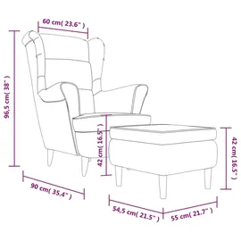 vidaXL Ohrensessel mit Hocker Samt 81 x 96 x 90 cm Rosa