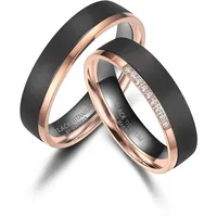 Partnerring MARRYA "BLACK TITANIUM by MARRYA" Gr. 62, rosa (damen ring, schwarz, rosé gold), Fingerringe, Damen, 62, Titan