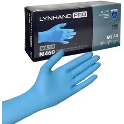 Nitril Einweghandschuh Lynhand Pro CAT. III, EN455 AQL 1.5 - puderfrei (100 Stück) 24cm S  1000 Stück