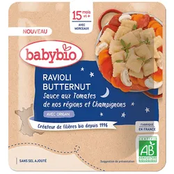 Babybio Ravioli Butternut Sauce AUX Tomates DE NOS Regions ET Champignons ab 15 Monate