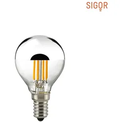 SIGOR LED Filament-Kopfspiegellampe P45 Silber, E14, 4.5W 2700K 400lm 180°, dimmbar, klar / Silber SIG-6135801